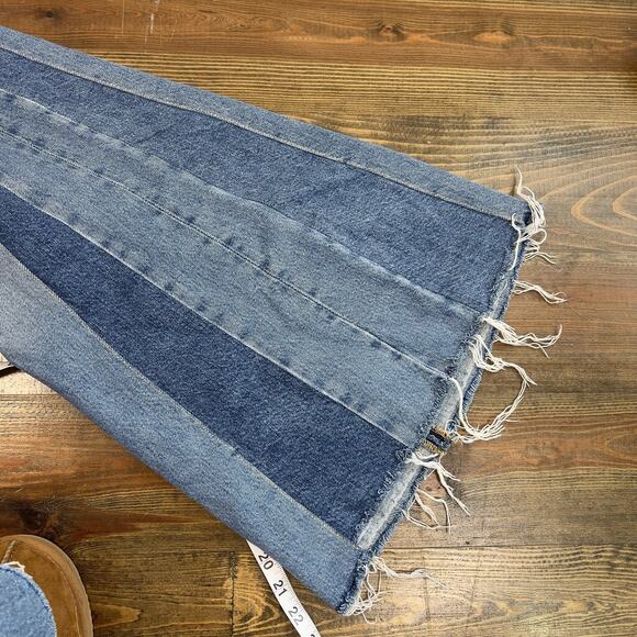 ZARA Women's Jeans Size 4 Blue Denim Wide Leg Cargo Patchwork Flared - Picture 6 of 6